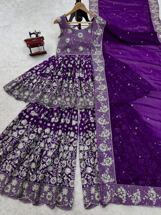 Purple Eid Special Elegant Sharara Set ClothsVilla