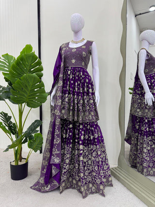 Purple Eid Special Elegant Sharara Set ClothsVilla
