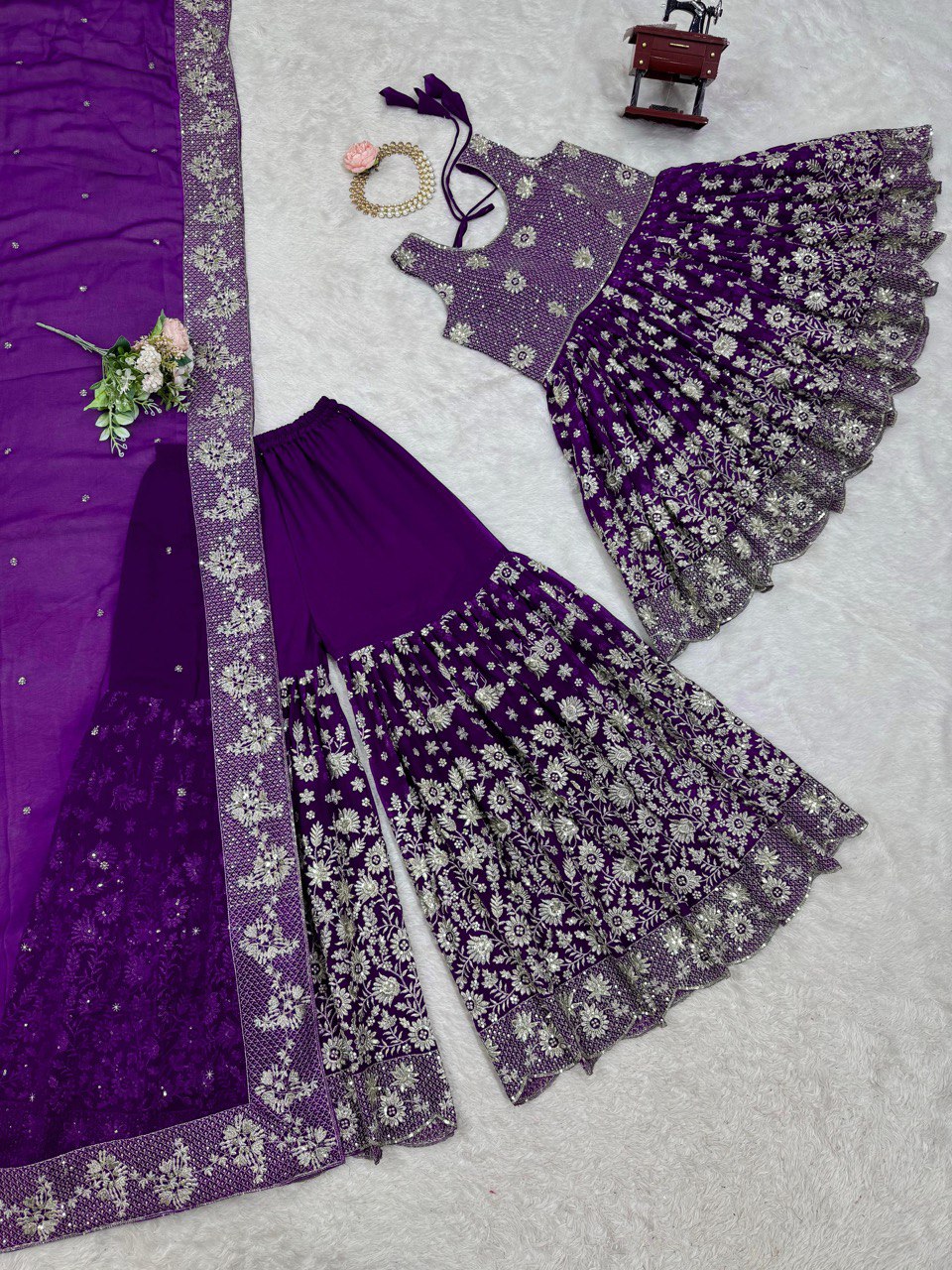Purple Eid Special Elegant Sharara Set ClothsVilla