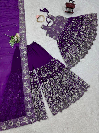 Purple Eid Special Elegant Sharara Set ClothsVilla