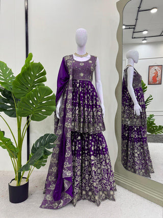 Purple Eid Special Elegant Sharara Set ClothsVilla