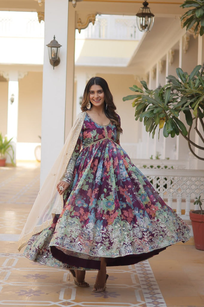 Purple Elegant Alia Cut Gown Purple Elegant Alia Cut Gown