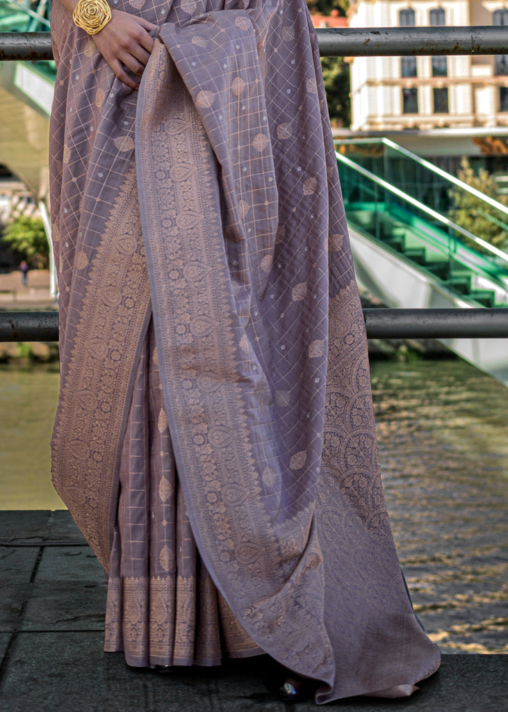 Purple Elegant Banarasi Blended Silk Saree – Handwoven Heritage for Special Occasions ClothsVilla