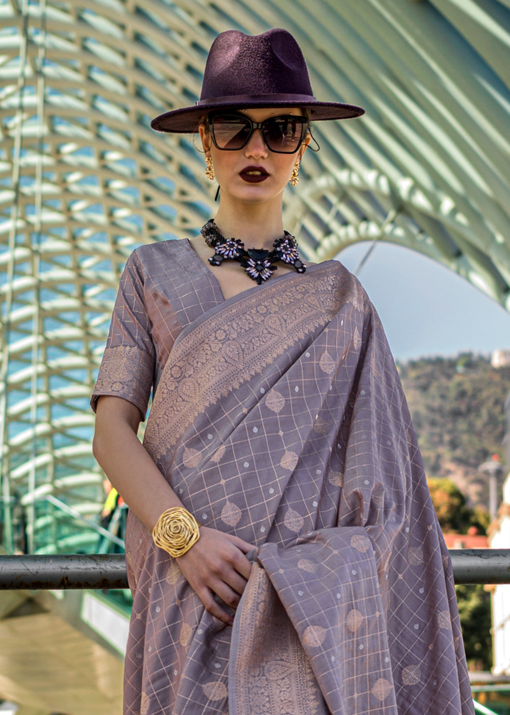 Purple Elegant Banarasi Blended Silk Saree – Handwoven Heritage for Special Occasions ClothsVilla