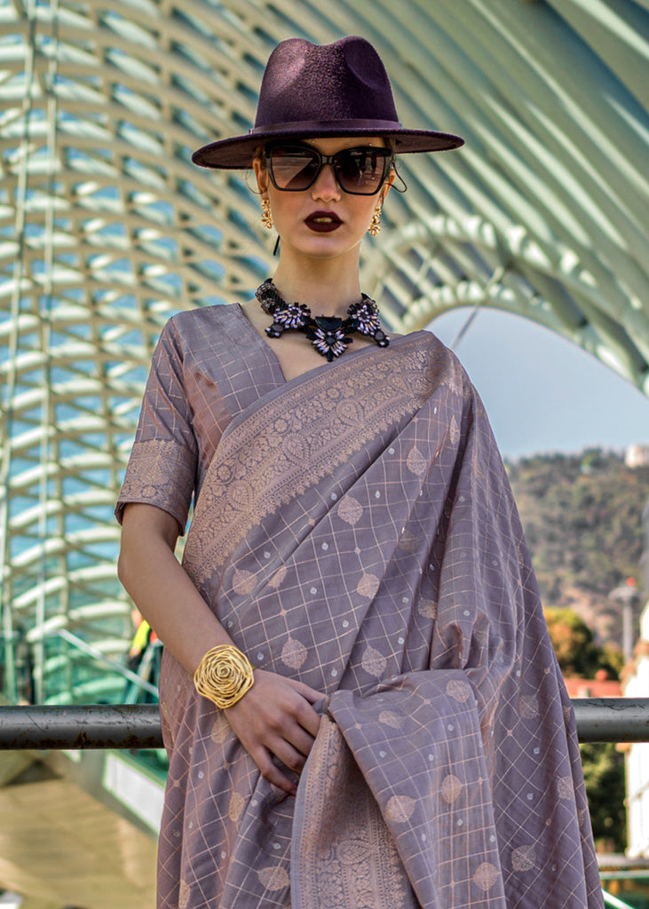 Purple Elegant Banarasi Blended Silk Saree – Handwoven Heritage for Special Occasions ClothsVilla