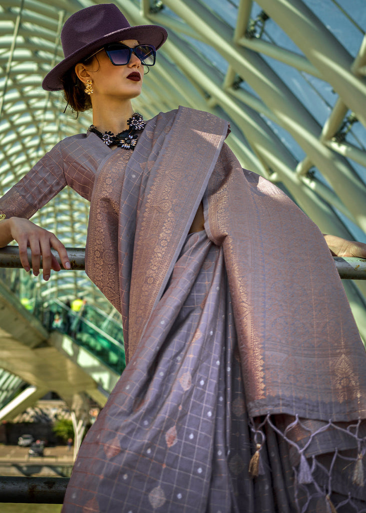 Purple Elegant Banarasi Blended Silk Saree – Handwoven Heritage for Special Occasions ClothsVilla