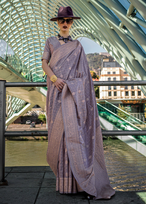 Purple Elegant Banarasi Blended Silk Saree – Handwoven Heritage for Special Occasions ClothsVilla Main image