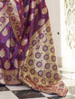 Load image into Gallery viewer, Purple Elegant Banarasi Satin Saree with Unstitched Blouse Piece ClothsVilla