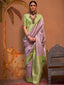 Purple Elegant Banarasi Silk Blend Saree with Unstitched Blouse ClothsVilla