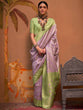 Load image into Gallery viewer, Purple Elegant Banarasi Silk Blend Saree with Unstitched Blouse ClothsVilla