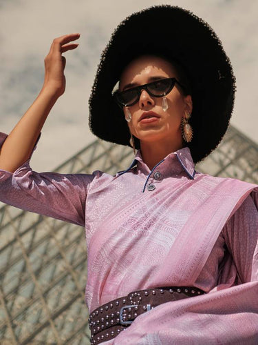 Purple Elegant Banarasi Silk Blend Woven Saree with Tassel Detailing ClothsVilla