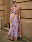 Purple Elegant Banarasi Silk Blend Woven Saree with Unstitched Blouse Piece ClothsVilla