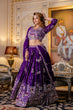 Load image into Gallery viewer, Purple Elegant Blooming Georgette Embroidered Semi-Stitched Lehenga Set ClothsVilla