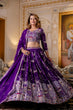 Load image into Gallery viewer, Purple Elegant Blooming Georgette Embroidered Semi-Stitched Lehenga Set ClothsVilla