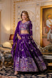Load image into Gallery viewer, Purple Elegant Blooming Georgette Embroidered Semi-Stitched Lehenga Set ClothsVilla