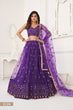 Load image into Gallery viewer, Purple Elegant Butterfly Net Lehenga with Tone-to-Tone Embroidery