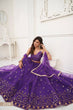 Load image into Gallery viewer, Purple Elegant Butterfly Net Lehenga with Tone-to-Tone Embroidery