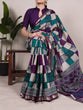 Load image into Gallery viewer, Purple Elegant Chanderi Printed Saree with Temple Border &amp; Matching Blouse ClothsVilla