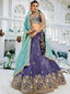 Purple Elegant Chiffon Sequin Embroidered Lehenga Choli Set with Ethnic Dupatta & Handmade Latkan ClothsVilla