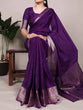 Load image into Gallery viewer, Purple Elegant Chinon Saree with Self Print &amp; Zari Weaving Work Unstitched Blouse Included ClothsVilla