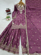 Load image into Gallery viewer, Purple Elegant Chinon Silk 3-Piece Suit Set with Sequin Embroidery &amp; Lace Border Dupatta ClothsVilla