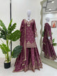 Load image into Gallery viewer, Purple Elegant Chinon Silk 3-Piece Suit Set with Sequin Embroidery &amp; Lace Border Dupatta ClothsVilla