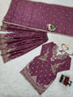 Load image into Gallery viewer, Purple Elegant Chinon Silk 3-Piece Suit Set with Sequin Embroidery &amp; Lace Border Dupatta ClothsVilla