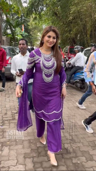 Purple Elegant Chinon Silk Ensemble – Timeless Grace & Luxury ClothsVilla