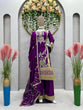 Load image into Gallery viewer, Purple Elegant Chinon Silk Plazo Set with Thread, Sequin &amp; Coding Dori Work ClothsVilla