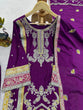 Load image into Gallery viewer, Purple Elegant Chinon Silk Plazo Set with Thread, Sequin &amp; Coding Dori Work ClothsVilla