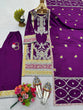 Load image into Gallery viewer, Purple Elegant Chinon Silk Plazo Set with Thread, Sequin &amp; Coding Dori Work ClothsVilla