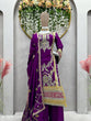 Load image into Gallery viewer, Purple Elegant Chinon Silk Plazo Set with Thread, Sequin &amp; Coding Dori Work ClothsVilla