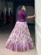 Load image into Gallery viewer, Purple Elegant Dola Chex Floral Printed Lehenga with Zari Weaving and Sequined Banglory Blouse – Stitched Set ClothsVilla