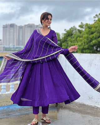 Purple Elegant Embroidered Anarkali Suit Clothsvilla