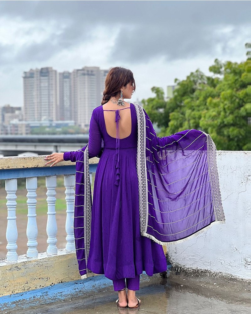 Purple Elegant Embroidered Anarkali Suit Clothsvilla