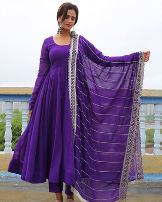 Purple Elegant Embroidered Anarkali Suit Clothsvilla