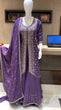 Load image into Gallery viewer, Purple Elegant Embroidered Chinon Silk Sharara Suit Set ClothsVilla
