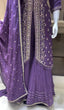 Load image into Gallery viewer, Purple Elegant Embroidered Chinon Silk Sharara Suit Set ClothsVilla