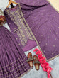 Load image into Gallery viewer, Purple Elegant Embroidered Chinon Silk Sharara Suit Set ClothsVilla
