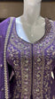 Load image into Gallery viewer, Purple Elegant Embroidered Chinon Silk Sharara Suit Set ClothsVilla