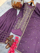 Load image into Gallery viewer, Purple Elegant Embroidered Chinon Silk Sharara Suit Set ClothsVilla