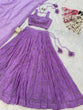 Load image into Gallery viewer, Purple Elegant Embroidered Georgette Lehenga Set with Padded Blouse &amp; Work Border Dupatta ClothsVilla