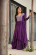 Load image into Gallery viewer, Purple Elegant Embroidered Star Georgette Gown – Double Flair &amp; Designer V Neck ClothsVilla