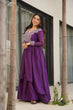 Load image into Gallery viewer, Purple Elegant Embroidered Star Georgette Gown – Double Flair &amp; Designer V Neck ClothsVilla