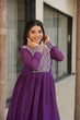 Load image into Gallery viewer, Purple Elegant Embroidered Star Georgette Gown – Double Flair &amp; Designer V Neck ClothsVilla