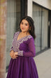 Load image into Gallery viewer, Purple Elegant Embroidered Star Georgette Gown – Double Flair &amp; Designer V Neck ClothsVilla