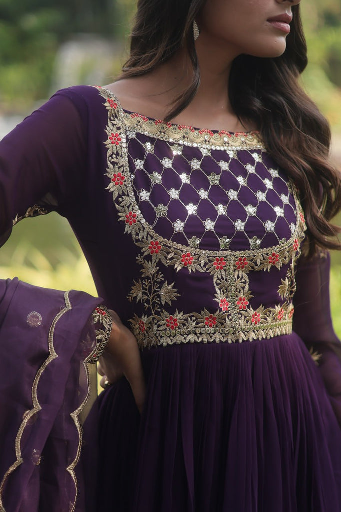 Graphic of Melanin Woman in Elegant Purple Gown · Creative Fabrica