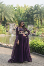 Load image into Gallery viewer, Purple Elegant Faux Blooming Gown with Embroidered Sequins Work and Russian Silk Dupatta ClothsVilla