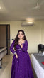 Load image into Gallery viewer, Purple Elegant Faux Georgette Anarkali Set with Thread &amp; Sequin Work, Paired with Comfortable Pant &amp; Lace-Detailed Dupatta ClothsVilla