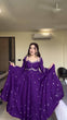 Load image into Gallery viewer, Purple Elegant Faux Georgette Anarkali Set with Thread &amp; Sequin Work, Paired with Comfortable Pant &amp; Lace-Detailed Dupatta ClothsVilla